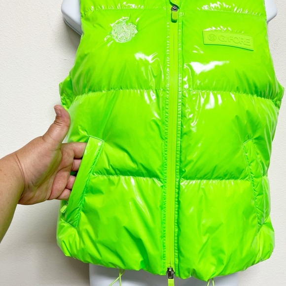 GFore Womens Neon Green Circle Gs Coated Nylon Quilted Puffer Golf Vest Size XS - Picture 8 of 16